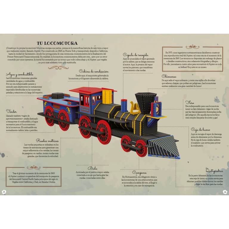 Libro y puzzle 3D. Historia de los trenes